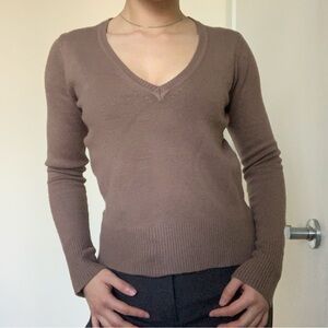 French Connection Brown-y Mauve V-Neck Sweater